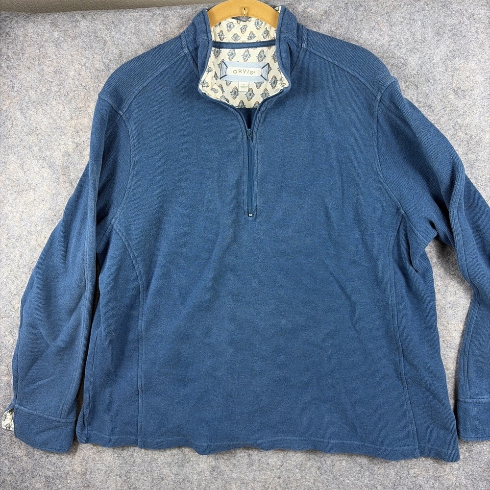 Orvis 1/4‎ Zip Pullover Sweater Sweatshirt Blue Men's Size XL